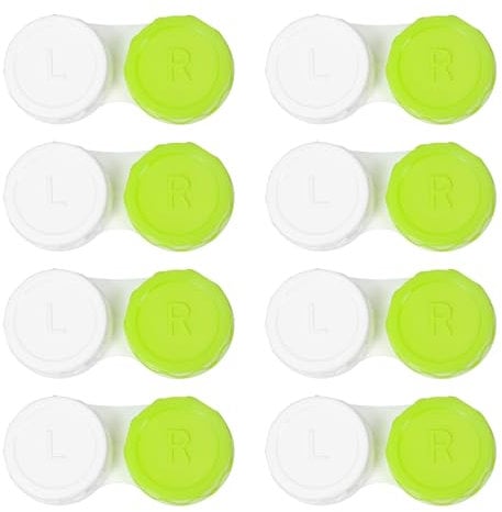 Dhoptical 8 Pack Green Contact Lens Cases,Outdoor Portable Mini Contact Lens Kit,Perfect for Travel & Everyday Use