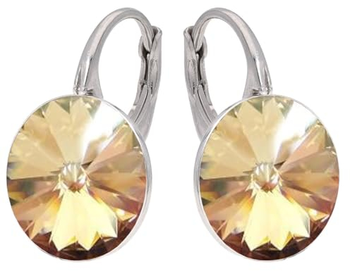 Rivoli Ohrringe Österreichische Zirkonia 925 Silber - Schmuck für Frauen und Mädchen - Hängeohrringe Ideal für Geschenke für Frauen (Golden Shadow)