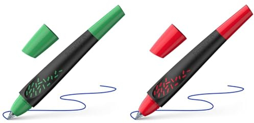 Schneider 188884 Breeze Tintenroller & 188882 Breeze Tintenroller (Aus recyceltem Kunststoff, ausgezeichnet mit Der blaue Engel, Schreibfarbe: königsblau, löschbar) schwarz-rot