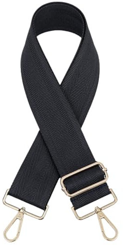 Traziewell Schultergurt für Taschen Breit 5cm, Taschengurt Boho Verstellbar 80-130cm, Tragegurt Schulterriemen mit Karabiner für Schultertaschen Taschen Handtaschen (Schwarz) 2325