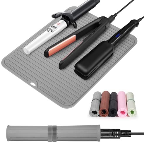 Quccefods Alfombrilla Resistente al Calor Grande Alfombrilla de Silicona para Herramientas de Peluquería Calientes para Tenacillas Planchas de Pelo Herramientas de Estilizado Portátiles
