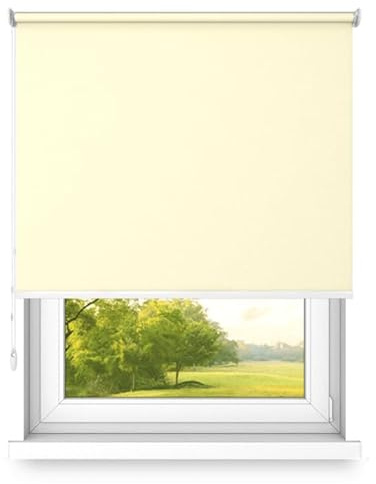 time4blinds Rollos Verdunkelungsrollo Freihängendes Rollo ohne Kassette Wand- oder Deckenmontage Großes Format UV-Schutz Thermische Eigenschaften Solides Design 200x160 cm Vanille - Links