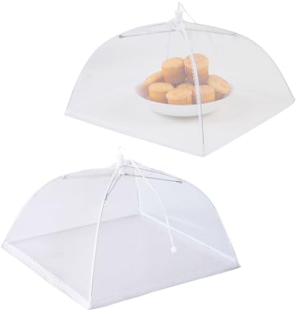 Jrhncy 2 Stück Abdeckhauben für Lebensmittel Faltbare,Mesh-Material Fliegenhaube, Abdeckhaube für Essen Kuchenabdeckung Fliegenschirm, Abdeckhauben für Lebensmittel Fliegenschutz für Essen, Obst, BBQ