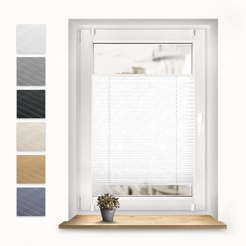 Sonello Plissee Crush Klemmfix ohne Bohren 85cm x 160cm Weiß Faltrollo Plisseerollo Jalousie für Tür & Fenster Blickdicht Sichtschutz Sonnenschutz Fertifplissee Rollo