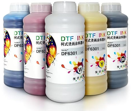 Furvveerr DTF Tinte für A3/A4 DTF Drucker, 6 x 500 ML, DTF Tinte Set für Flachbett-DTF-Drucker, Schwarz, Weiß, Rot, Gelb, Blau