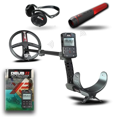 XP Metal Detectors Deus II - Pack avec disque FMF de 9 et pinpointer MI-6 & casque WSAII - Étanche et entièrement sans fil - avec télécommande et canne S-Telescopic (DEUS2-22FMFRCEA + MI-6 + WSAII)