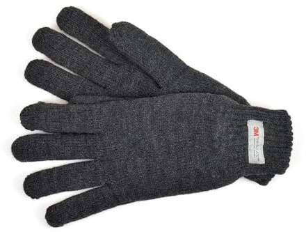 A2Z Mens Gloves Thermal Warm Winter Thinsulate Knitted Gloves Full Fingers Fuzzy - Gloves MG130 Grey M/L