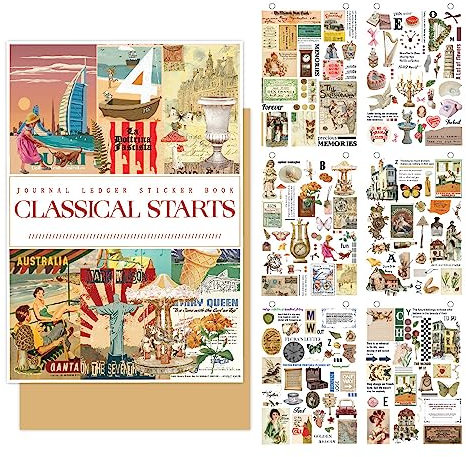 1500+ Stück Scrapbooking Sticker Set 96 Blatt Vintage Scrapbooking Aufkleber Washi Aufkleber Set Scrapbook Zubehör Sticker für Journaling Fotoalbum Sammelalbum Kalender Notizbuch