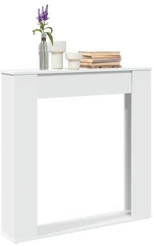 UJCHVHN Home Garden Kaminumrandung weiß 100x20x100cm Holzwerkstoff