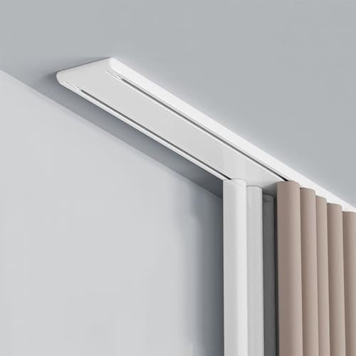 Ceiling Curtain Double Track, Room Divider Track Set with Silent Rollers, Heavy Duty Curtain Rod Track for Living Room, Bed Room, Closet and Sliding Door(White,5m)