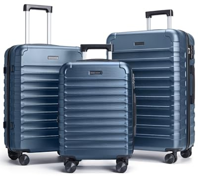 LIGHT FLIGHT Luggage Sets, 3 Piece Durable Suitcase Set with Spinner Wheels, 3 Pcs Hard Shell Lightweight Luggage with TSA Lock, Large Checked Travel Suitcases, 20/24/28 Inch, Royal Blue