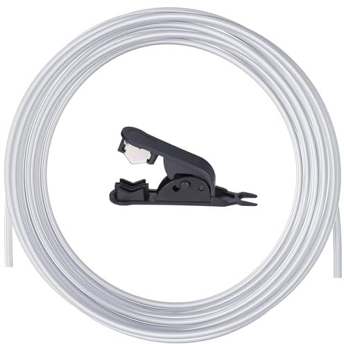 10 Meter PTFE Schlauch mit Cutter, 4mm x 2,5mm, 2.5mm ID × 4mm OD PTFE Tube Teflonschlauch für 1,75 mm für Bambu Lab A1/A1 mini/P1P/P1S/X1C, für Creality K1/K1 Max/Ender 3 V3 (Transparent)