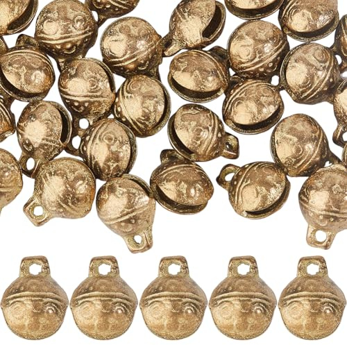 SUPERFINDINGS 30Stk Tibetische Messingglöckchen Antik Stil Bronzefarbene Miniaturglocken Bastelglocken Für Schmuckherstellung Christbaumschmuck Halsbandglocken Mit 19x16mm