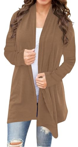 Cocila Cardigan LéGer en pour Femme Pull Ample à Manches Longues DéContracté Doux Drapé Ouvert sur Le Devant Automne 2025 Veste Homme Polaire Hiver Cardigan Femmes avec Fermeture Gilet