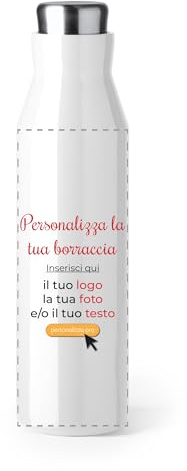 Thermos 600 ml Doppia Parete in Acciaio Inox 304 – Personalizzabile con Foto, Testo o Logo – Borraccia Termica Isolante, Riutilizzabile ed Ecologica – Perfetta per Sport, Ufficio, Viaggi