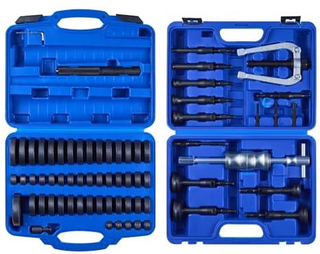 VEVOR Lagerpressen Set 52+16-teilig, 2 in 1 Buchsenantriebswerkzeug Werkzeug, Dichtungstreiber-Set mit 49 Buchsen, 10 Spannzangen, Gleithammer, Robustes Demontage- und Installationsset mit Koffer