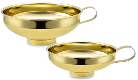Flaroey Stainless Steel Household Wide Mouth Funnel Salad Dressing Large Diameter Funnel Jam Funnel Gold