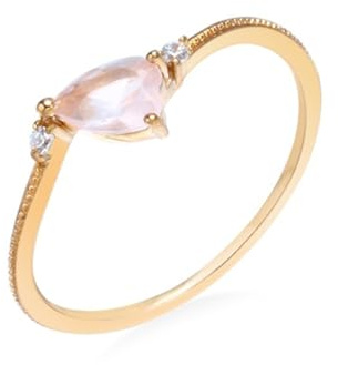 Musihy Rose Gold Engagement Ring, 9K Rose Gold Wedding Ring with Heart Shape Crystal and Cubic Zirconia, Size V 1/2