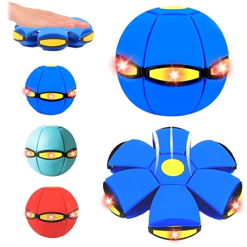 Kenmohuo Magic Bouncing Ball, Bouncy Balls, Magical Flying Saucer with 6 LED Light, Family and Pet Interactive Toys, Safe & Durable Dual Form Freely Switchable for Indoor & Outdoor Use