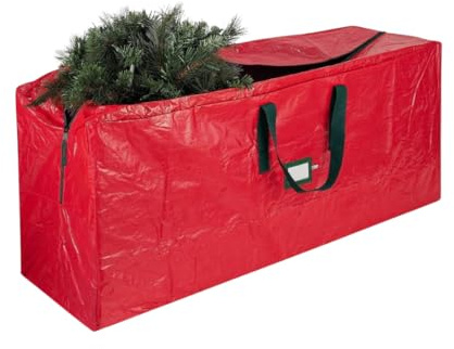 Extra-Large Christmas Tree Storage Bag Fits Up to 9ft Tree Heavy-Duty, Waterproof, Tear-Resistant Bag with Reinforced Handles & Dual Zippers Protects from Dust, Moisture & Damage (Red)