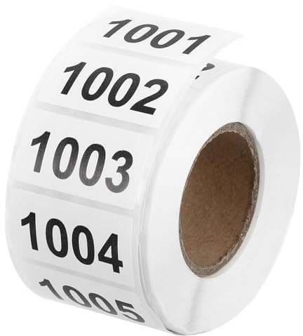 QUARKZMAN Nummernaufkleber Fortlaufend 1001-2000 Weiß Für Lagerorganisation | Inventaretiketten Nummern Selbstklebend Wasserfest Etiketten Aufkleber, Umzugskarton Beschriftung Büromaterial, 1001-2000