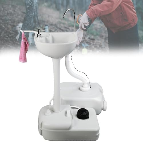 Tragbare Handwaschstation mit 17 l Wasserkapazität, Handtuchhalter und Seifenspender für Veranstaltungen im Freien, Camping und Arbeitsplätze