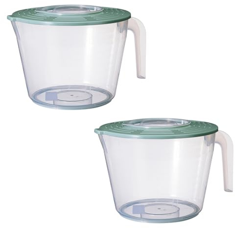 HAC24 2er Set Rührschüssel mit Deckel Messbecher 2 Liter Schüssel Kunststoff Mixschüssel Rührbecher Küchenschüssel Spritzschutz