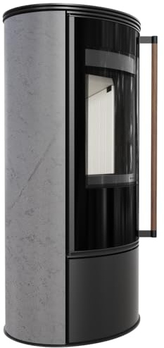 Ofen ERIK Ø150 5 5kW GREY SATIN Stahldeckel Softclose Griff Jatoba Holz