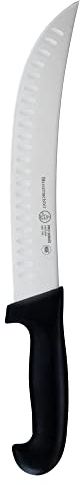 Messermeister Pro Series 10” Kullenschliff Scimitar Knife - German X50 Stainless Steel & NSF-Approved PolyFibre Handle - 15-Degree Edge, Rust Resistant & Easy to Maintain - Made in Portugal