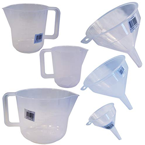 BALLIIHOO 6 Piece Plastic Jug and Funnel Set