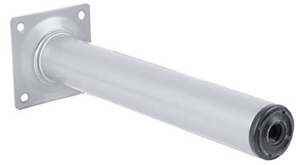 Amig Rundes Möbelbein aus Stahl – Set 4 x – einfache Befestigung mit 4 Schrauben – robust und langlebig – Schlossabdeckung – vielseitig einsetzbar, Silber, 30 x 300 mm, Metall