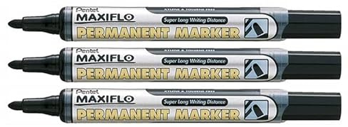 Pentel Maxiflo NLF50 Permanent Marker - Black (Pack of 3)