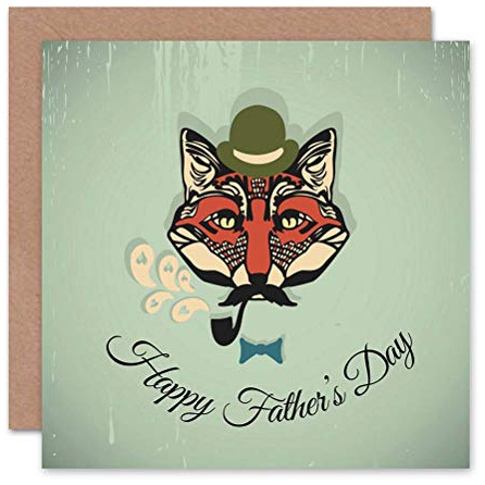 Wee Blue Coo New Fathers Day Gentleman Fox Hipster Fathers Day Blank Greetings Card