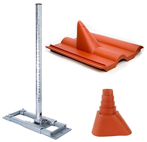 Premium X Deluxe X90-48 Dachsparrenhalter 90cm Mast Sparrenhalter SAT Dach-Halterung Dachabdeckung Frankfurt rot Dach-Ziegel Manschette