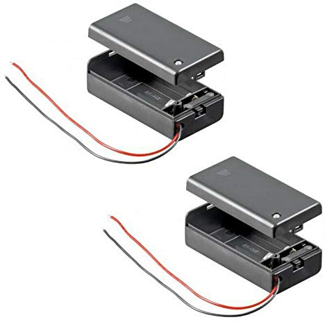 PerfectHD Batteriehalter - 1 x 9V - mit EIN- und Ausschalter - 2 Stück in einem Set - schwarz