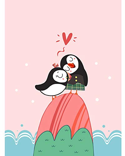 Wee Blue Coo LTD Puffins in Love Large Wall Art Print Canvas Premium Poster Liebe Wand