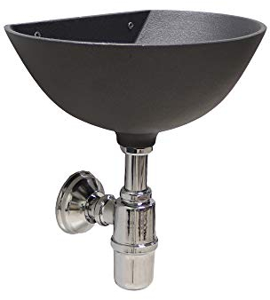 FONDERIA BONGIOVANNI Baignoire murale 600 évier fontaine gris fonte avec siphon en laiton chromé pour maison jardin