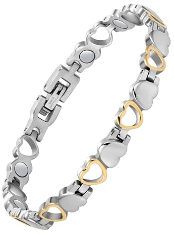 Jeracol Titanstahl magnetische Armbänder für Frauen, magnetische Brazaletes mit 3500 Gauss Magneten, verstellbares magnetisches Handgelenkband mit Entfernungswerkzeug und Schmuck Geschenkbox
