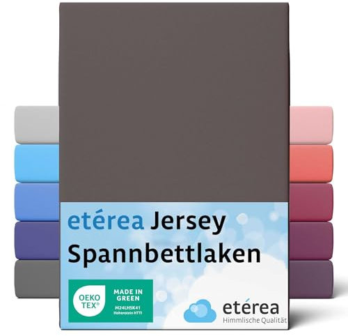 etérea Jersey Spannbettlaken 140x200cm - 160x200cm Dunkelbraun bis 25 cm Höhe - 100% Baumwolle Spannbetttuch Oekotex - Bed Sheets Leintuch Bettbezug - Bettlaken 140x200 cm - 160x200 cm - Braun