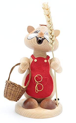 Kuhnert - Erzgebirgische Holzkunst Räuchermann Räucherfigur Hamster 18cm - Urhamster Frau