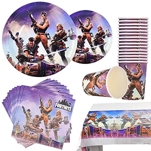 Herefun 8 Invités Vaisselle Anniversaire, Fête Vaisselle, Fournitures de Fête d'anniversaire, Party Vaisselle, Gaming Party Supplies, Kit de fête d'anniversaire de 35 PCS pour Fiançailles, Mariage