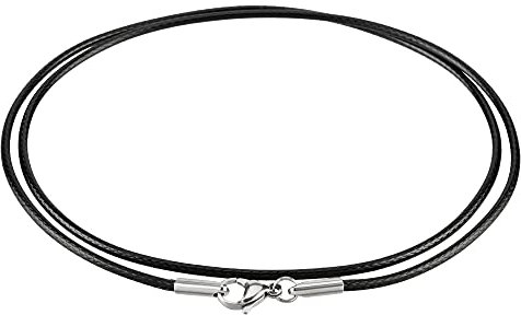 Auroris Kette aus Lederimitat mit Edelstahl Karabinerverschluss ohne Verbindungsring Farbe/Länge wählbar - schwarz / 70cm