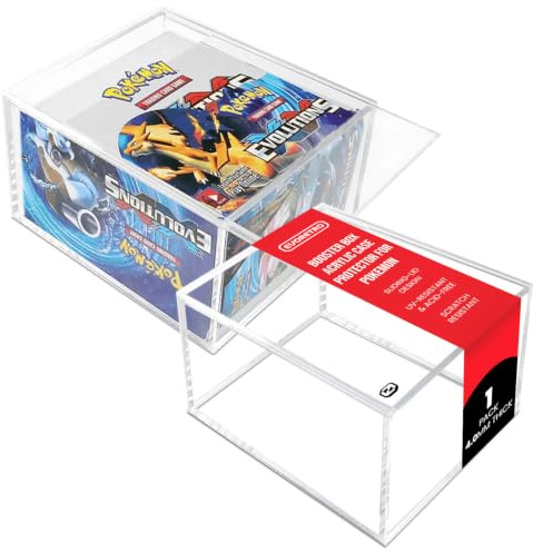 EVORETRO Acrylic Display Case Protector for Pokemon Booster Box - 1-Pack with Sliding Lid, Anti-UV Acrylic Case Protector Stackable. Keep Your Collection in Mint Condition.