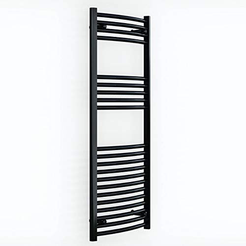 Myhomeware 500mm Matt Black Towel Radiator Electric Bathroom Towel Rail Niche Designer (500 x 1200 mm (h))