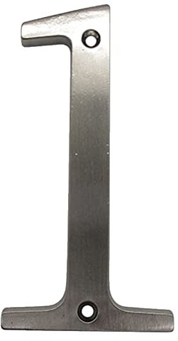 3D Floating House Plaque Numbers Silver Brushed Nickel 4 Inch Height Weatherproof Door Plate Address Digits Zinc Alloy Screw Mounted Big Mailbox Sign Exterior Signage #0-9, for Yard Street (1)