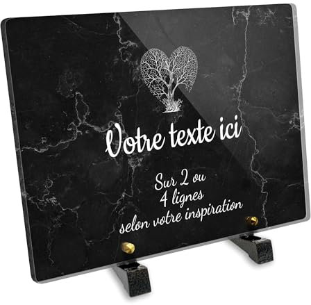 Plaque funéraire Rectangle Personnalisable en plexi Motif Arbre c?ur, différentes Tailles, épaisseur 6mm, personnalisée sur Plusieurs Lignes 30x20 cm