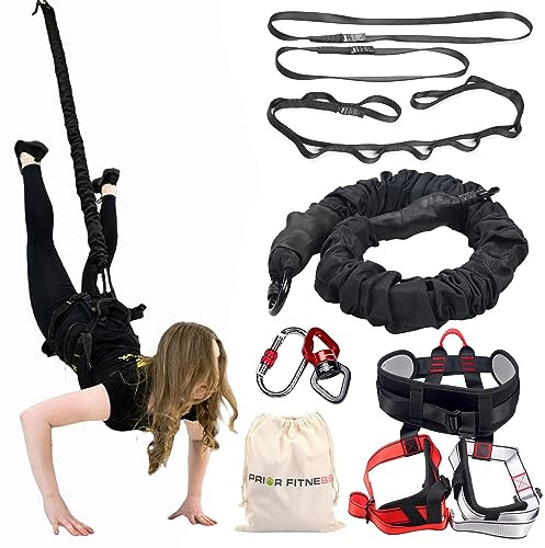 PRIOR FITNESS Bungee-Fitness-Set, professionelles 4D-Übungs-Bungee-Set mit Rigging-Hardware, robustes Bungee-Tanzseil, stabiles Antigravitations-Bungee-Workout-Ausrüstung für Zuhause, Fitnessstudio