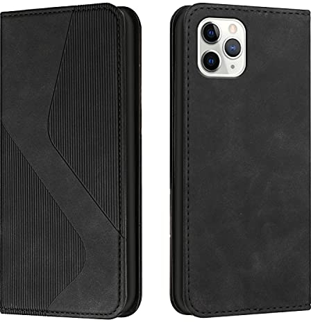 Mo-Somnus Kompatibel mit iPhone 11 Pro Hülle, Magnet PU Leder Flip Wallet Case Tasche Handyhülle, Stoßfeste Klappbar iPhone 11 Pro (5,8 Zoll) Brieftasche Klapphülle mit [Kartenfächer] (Schwarz)