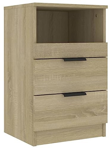 vidaXL Nachttisch mit 2 Schubladen 1 Fach Nachtschrank Nachtkonsole Nachtkommode Schlafzimmer Schrank Kommode Sonoma-Eiche Holzwerkstoff 40x36x65cm