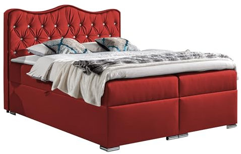 Mirjan24 Boxspringbett Sultan Bettgestell Stilvoll Doppelbett Bett Schlafzimmer Bettkasten Lattenrost Matratze (140 x 200 cm, Soft 010A)